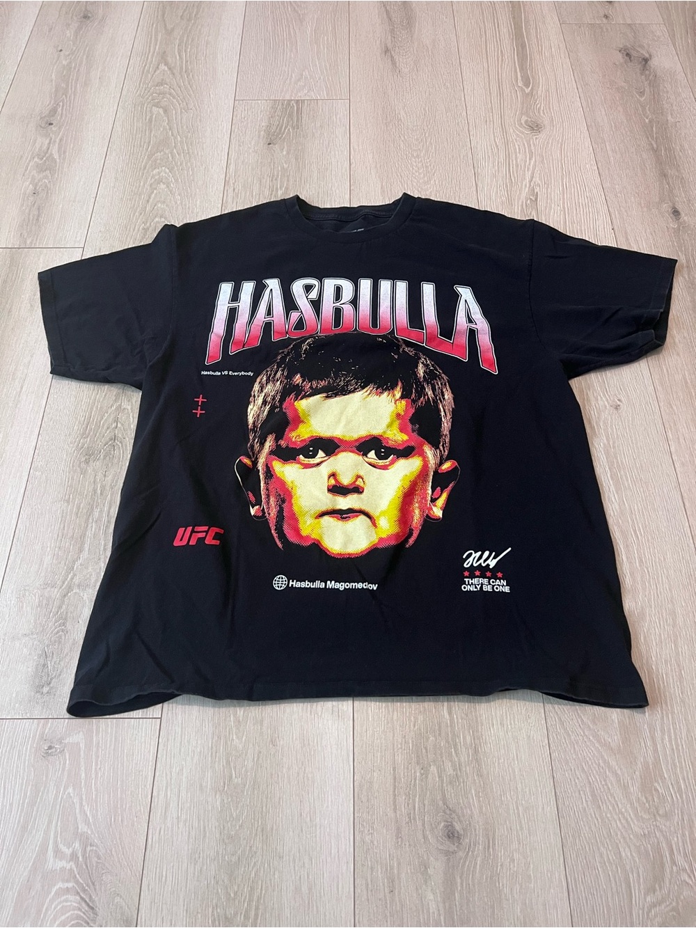 UFC Hasbulla men  Black Tee with Red and Yellow Face Print